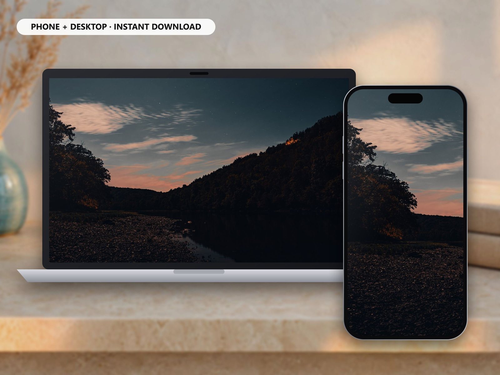 Moody River at Night Photography Print